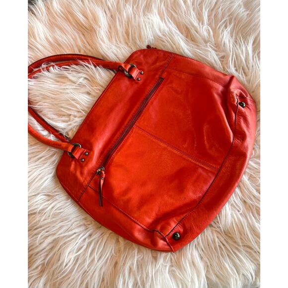 Velez‎ Women's Leather Shoulder Handbag Classic Minimalist Teacher Orange - Picture 4 of 14